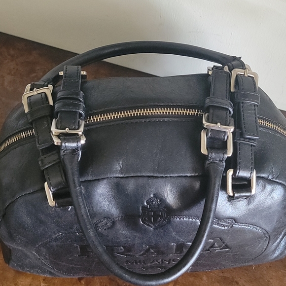 Prada Bags Prada Classic Embossed Bowler Satchel Vtg Poshmark